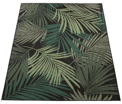 Produktbild von Paco Home Outdoor Teppich Wetterfest Wohnzimmer Küche Balkon Boho Florales Palmen Muster 100x200 cm