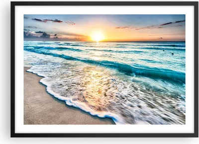 Produktbild von Gerahmtes Poster - Schwarzer Rahmen - Meer Welle Strand - 70x50 cm - Wand Bild - Wanddeko - Wandbilder - Kunstposter - Wandposter - Bilderrahmen - Bilder - Kunstdruck - Wandbild - P2BAA70x50-3621