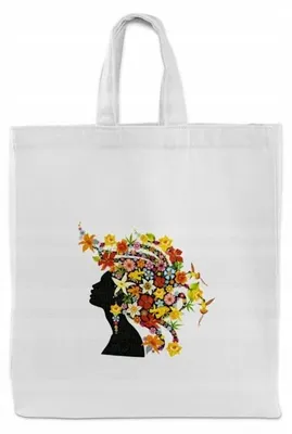 Produktbild von Allbag Baumwolltasche Einkaufstasche Weiß Blumenhaare 28x8x32 cm