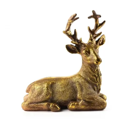 Image de Décoration de Noël : figurine de cerf, décoration de Noël dorée, 18 cm