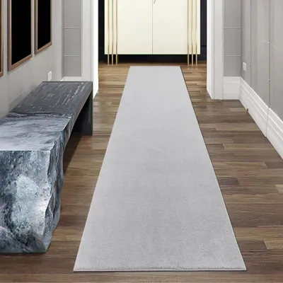 Obrázek produktu pro Stříbrný koberec elegantně měkký se sofistikovaným leskem pro moderní bydlení Velikost - 80 x 300 cm