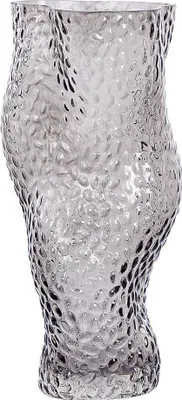 Produktbild von BELIANI Blumenvase Grau Glas 31 cm Geschwungen Hohe Form mit Breiter Öffnung Struktur Modern Tischdeko Wohnaccessoires Deko Glasvase für Wohnzimmer