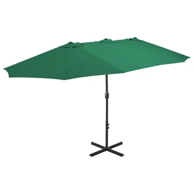 Zdjęcie produktu dla Parasol "Neukyhna" wykonany z poliestru w kolorze zielonym. Wymiary (dł./szer./wys.) 460x270x246 cm