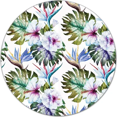 Produktbild von Glas Schneidebrett Herdabdeckplatten Schneideplatten Rund - 40 cm - Pastell-Hibiskus
