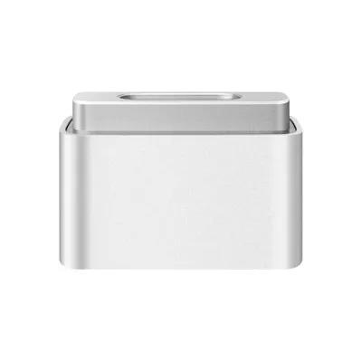 A close-up, studio shot of an Apple MagSafe to MagSafe 2 Converter.