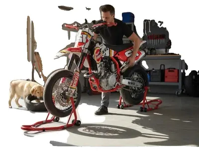Produktbild von Motorradständer, Doppelgabel-Design, hohe Tragfähigkeit, Rot, Rot