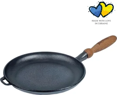Produktbild von MAYSTERNYA Gusseiserne Pfannkuchenpfanne - ø 24 x 2,5 cm - Crêpe Pfanne Gusseisen - Pancake Pan - Bratpfanne - Fladenpfanne - Geschenk - Matt Schwarz