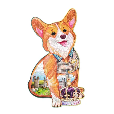 Image de puzzle 2D, Grand Corgi, WT, bois, 210 pices