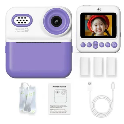 Produktbild von ZELURXX Kinder Sofortbildkamera, 48MP Foto, 1080P Video, 16X Zoom, 2.4" IPS Display, Dual-Kamera, 4h Akku, tragbar, Druckfunktion, Lila