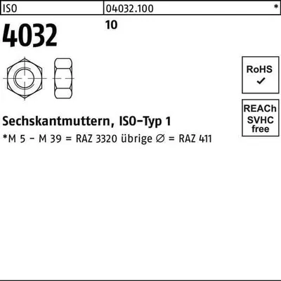 Produktbild von Sechskantmutter ISO 4032 M 18 10