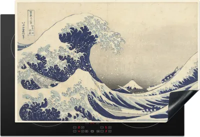 Produktbild von KitchenYeah© Herdabdeckplatte Die große Welle in Kanagawa - Gemälde von Katsushika Hokusai , 78x52cm, Küche Deko, Glaskeramikkochfeld Herdabdeckung, Abdeckplatte fùr Kochfeld