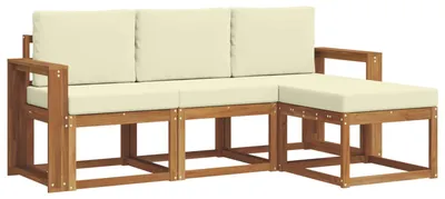 Image de vidaXL Ensemble de canapés d'extérieur avec coussins 4 pièces Nature et Crème