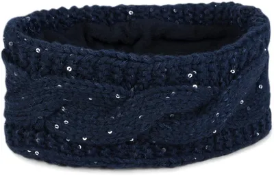 Immagine prodotto di styleBREAKER Fascia per capelli da donna in maglia grossa con motivo a cavi e paillettes, fodera in pile caldo, fascia per capelli, fascia per capelli 04026002