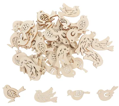 Productafbeelding van Solidchoice - 50 Stuks Houten Vogelhangers voor Creatieve Knutselprojecten
