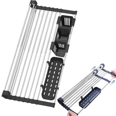 Abtropfgestell über Spüle, ausziehbar 32–59 cm, Edelstahl