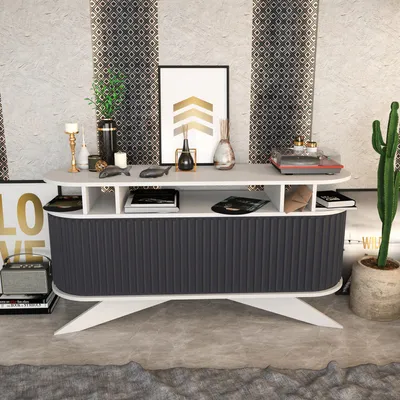 Immagine prodotto di Skye Decor, Stor - Bianco, Antracite, Comò, Credenza, Bianco, 150 x 75 x 43 cm