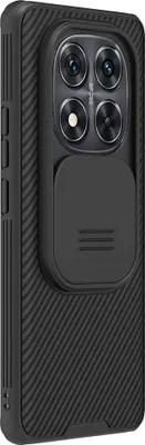 A black phone case with a camera cover is shown against a white background.