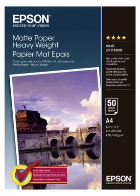 Zdjęcie produktu dla Epson - Papier do drukarek atramentowych EPSON S041256 A4 167GR MAT | 50 arkuszy