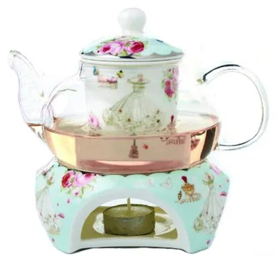 Immagine prodotto di Omgoods - Teiera in porcellana e vetro con infusore, 500 ml