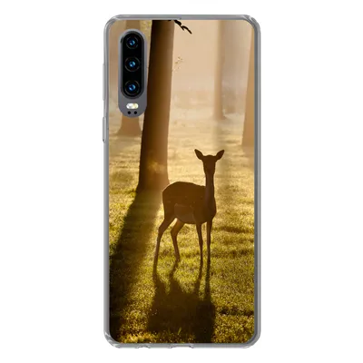 Produktbild von MuchoWow® Handyhülle Schutzhülle Hülle für Huawei P30 Hirsche - Sonne - Bäume Silikon Softcase Handy Hülle - Kartenbesitzer