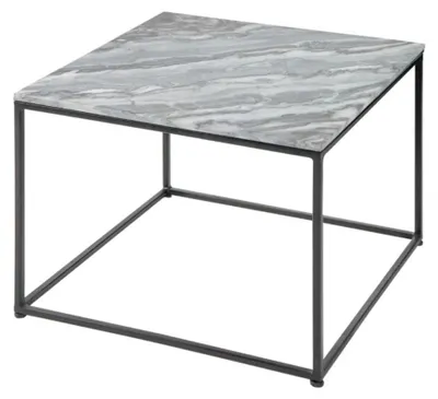 Produktbild von ABITTA quadratischer Couchtisch 50 cm in grauem Marmor – Moderner Couchtisch mit Mineralplatte und Metallbeinen