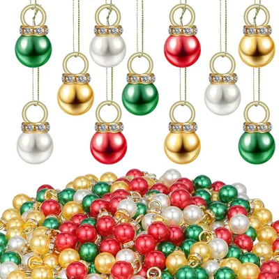 200 Mini-Weihnachtsbaumkugeln, unzerbrechlich, Rot/Gold/Grün/Weiß