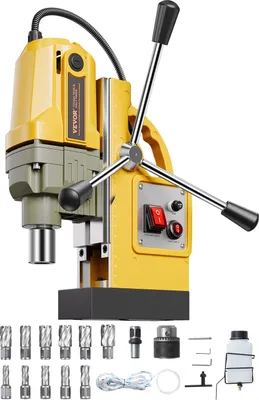 Obrázok produktu pre VEVOR magnetická jadrová vŕtačka 1400 W φ50 mm, 12500 N prenosná elektrická magnetická vŕtačka, 800 otáčok za minútu, na kovové povrchy, priemysel, pre domácich majstrov, žltá