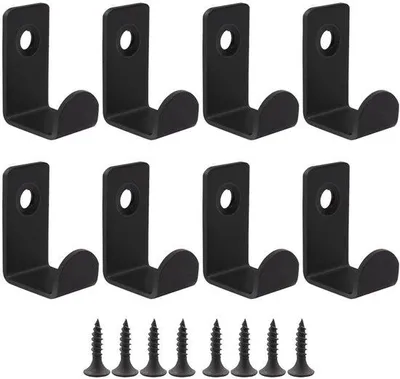 Produktbild von Haken-Set aus Metall, 8-teilig, schwarz, für Kleider- und Handtuchhaken