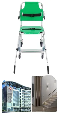 Immagine prodotto di Sedia di evacuazione per scale, portata massima 159 kg, peso 12,3 kg, realizzata in lega di alluminio resistente, dotata di 4 ruote universali, design ergonomico