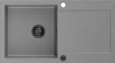 Produktbild von Mexen Leo Granitspüle mit einem Becken und einer Abtropffläche 900 x 500 mm, Grau, Siphon Schwarz - 6501901010-71-B