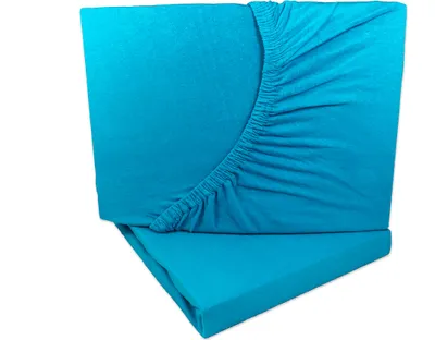 Produktbild von 2er Set Jersey Spannbettlaken Türkis Blau 90x200 - 100x200 cm 100% Baumwolle