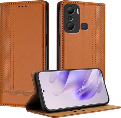 Produktbild von Handyhülle für Infinix Hot 12 Pro Leder Flip Klappbare Schutzhülle mit Standfunktion Braun