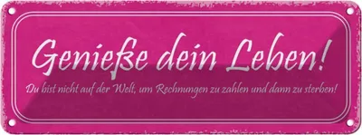 Produktbild von vianmo Blechschild 10x27 cm Genieße dein Leben du bist nicht Spruch Zitat