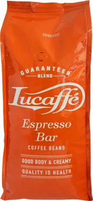 A bag of Lucaffé Espresso Bar coffee beans.