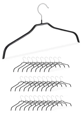 Produktbild von Relaxdays Rutschfeste Kleiderbügel, 30er Set, Hemdenbügel, Blusenbügel mit Gummiummantelung, Metall, 42 cm, schwarz