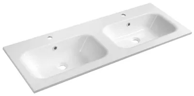 Image de SIDRA lavabo double en fonte de marbre, 121x46cm, blanc
