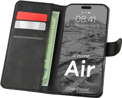 Produktbild von Handyhülle mit Klappe für iPhone Air, Bizon Case Pocket, Schwarz