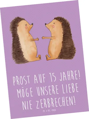 Produktbild von Mr. & Mrs. Panda Postkarte 15. Hochzeitstag Gläserne Hochzeit - Lavendeltraum - Geschenk, Heiraten, Heirat, Grußkarte, einzelkarte, Postkarten, Ehe, Ansichtskarte