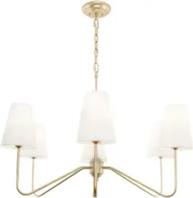 Produktbild von Kronleuchter Simple Plus - Gold Modernes Design Weißer Lampenschirm Elegante Pendelleuchte Hängeleuchte Stilvolles Hochwertige