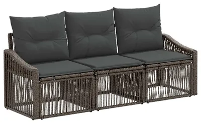 Produktbild von vidaXL Gartensofa-set 3 stk. Grau Poly-Rattan