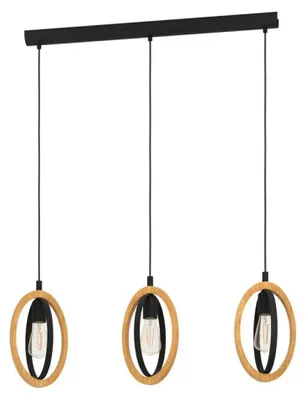 Immagine prodotto di Lampadario Industrial Basildon 3 Luci Metallo Nero E Marrone