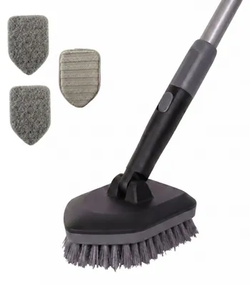 Productafbeelding van CLEANLY Schrobber met Steel 3 in 1 set - Schoonmaakborstel - Schuurborstel - Schrobber met Steel - Schrobborstel - Luiwagen - Verstelbaar 118-150cm - Zwart, Grijs