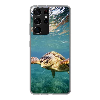 Produktbild von MuchoWow® Handyhülle Schutzhülle Hülle für Samsung Galaxy S21 Ultra Schildkröte - Wasser - Blau Silikon Softcase Handy Hülle - Mobiltelefon