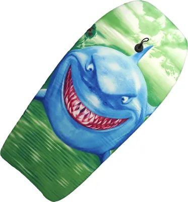 Produktbild von Best Sporting Bodyboard, 92 x 46 x 5 cm, bis 75 kg Tragkraft, für Kinder, EVA-Schaum, mit Tier-Design (Hai, Delfin, Schildkröte), für kleinere und mittlere Wellen, halbmondförmiges Heck, integrierte Sicherungsleine