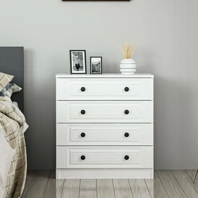 Image de Gardo - Commode, 72x42x77h cm Blanc, 7 Tiroirs