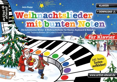 Immagine prodotto di Weihnachtslieder mit bunten Noten für Klavier