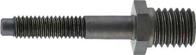 A single metal bolt with threads on both ends and a hexagonal head.