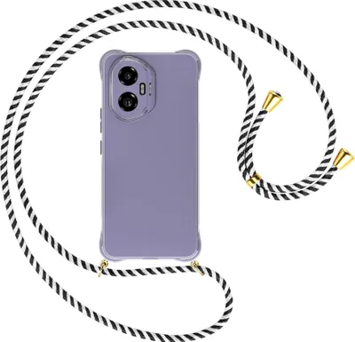 Produktbild von Handykette Backcover-Schutzhülle mit Band (Metall goldfarben) für Honor 300 5G - schwarz/weiß gestreift