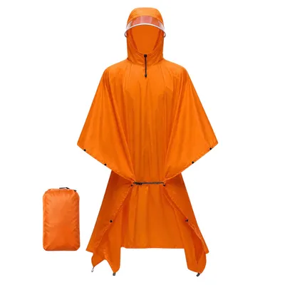 Produktbild von Regencape Regenponcho 3 in 1 Regenjacke Herren Wasserdicht Regenmantel Damen mit Kapuze, Wandern Festival Reisen Backpacking