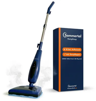 Produktbild von Sommertal Dampfreiniger für Böden 2-in-1 – Dampfmop mit Saugfunktion / Steam Cleaner, 1200W, 500ml Tank, elektrischer Bodenwischer, ohne Chemie